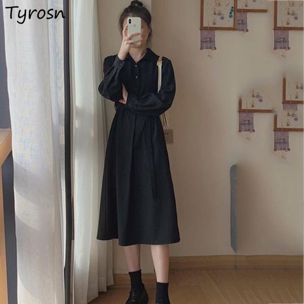 casual dresses long sleeve dress women black turn-down collar korean fashion all-match office lady elegant knee-length streetwear high waist, Black;gray
casual dresses long sleeve dress women black turn-down collar korean fashion all-match office lady elegant knee-length streetwear high waist, Black;gray