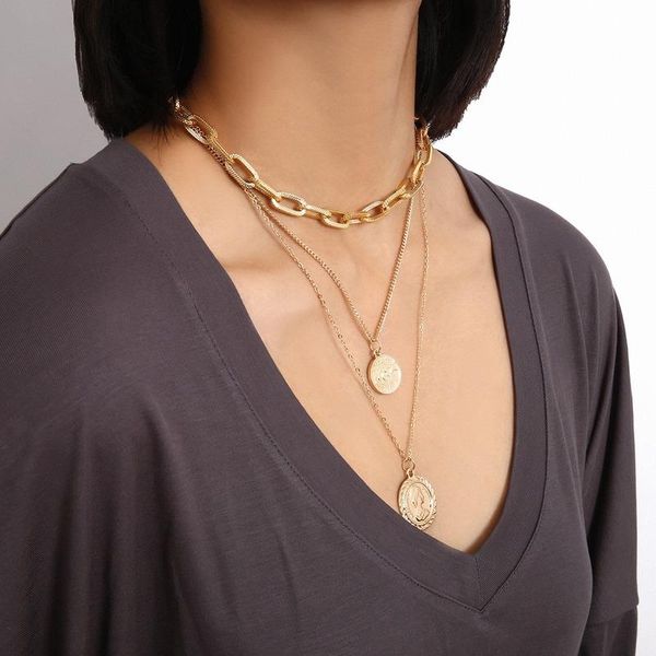 pendant necklaces pjx golden coin with cable chain choker fashion necklace embossed vintage multi-layer, Silver
pendant necklaces pjx golden coin with cable chain choker fashion necklace embossed vintage multi-layer, Silver