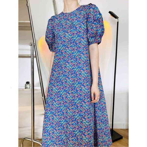 women's t-shirt french temperament floral 2021 style bubble sleeve blue green vestidos summer korean retro long kcz2, White
women's t-shirt french temperament floral 2021 style bubble sleeve blue green vestidos summer korean retro long kcz2, White