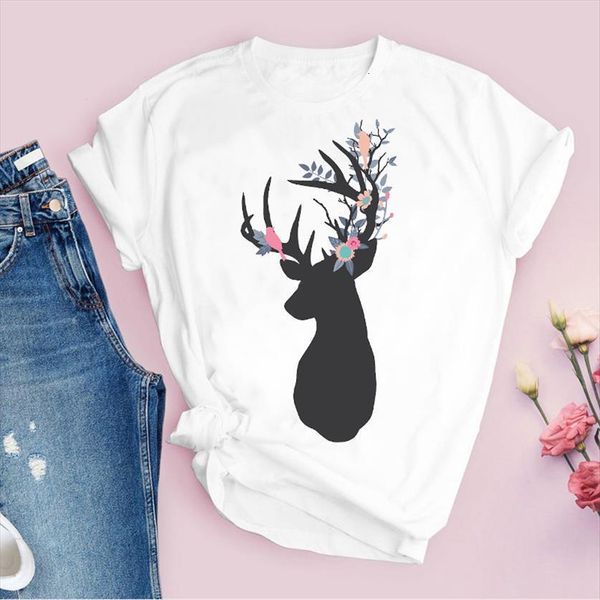 graphic short sleeve cartoon deer womens floral cute fashion printed lady tees clothing female t shirt, White
graphic short sleeve cartoon deer womens floral cute fashion printed lady tees clothing female t shirt, White