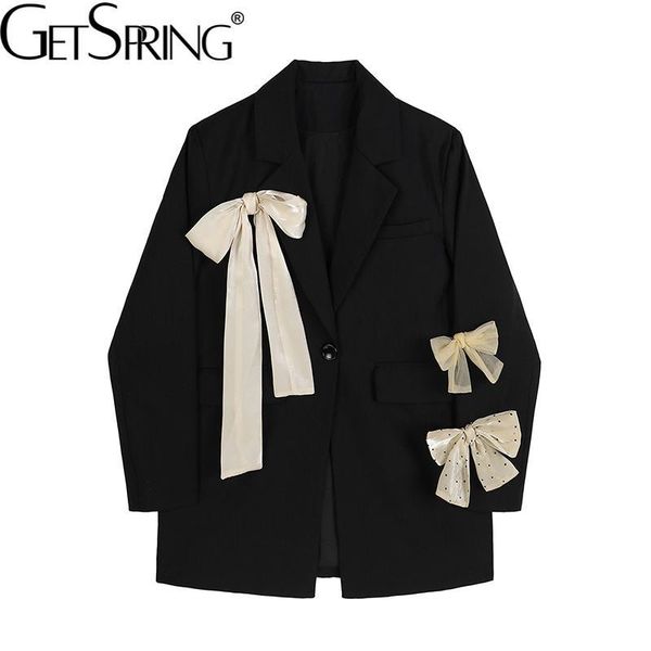 women's suits & blazers getspring women blazer bow patchwork black and jackets all match color matching casual retro suit coats 2021 fa, White;black
women's suits & blazers getspring women blazer bow patchwork black and jackets all match color matching casual retro suit coats 2021 fa, White;black