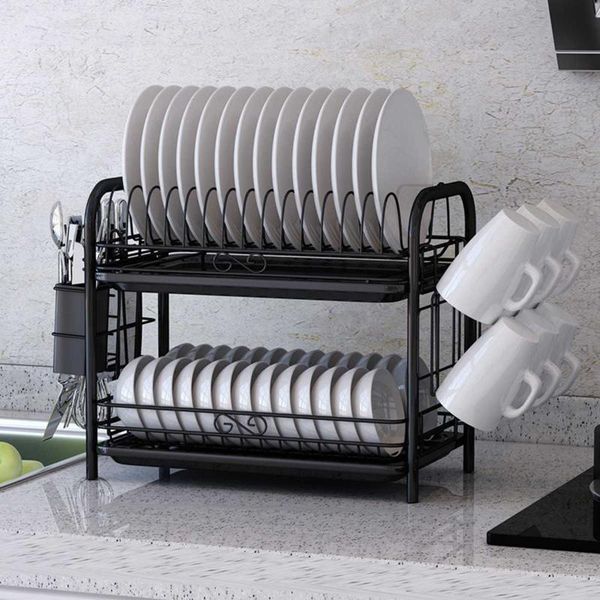 kitchen storage & organization 2/3 tiers dish drying rack holder basket plated iron home washing great sink drainer organizer black
kitchen storage & organization 2/3 tiers dish drying rack holder basket plated iron home washing great sink drainer organizer black