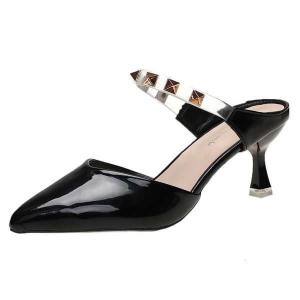 luxury slippers high baotou sandals rivet fashion thin heel pointed half slippers in summer 2021 wear women's sho outside, Black
luxury slippers high baotou sandals rivet fashion thin heel pointed half slippers in summer 2021 wear women's sho outside, Black