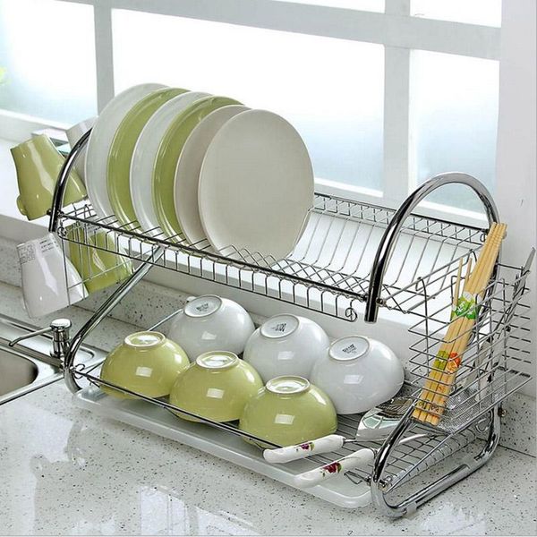 large dish drying rack cup drainer 2-tier strainer holder tray stainless steel kitchen accessories inte99 storage & organization
large dish drying rack cup drainer 2-tier strainer holder tray stainless steel kitchen accessories inte99 storage & organization