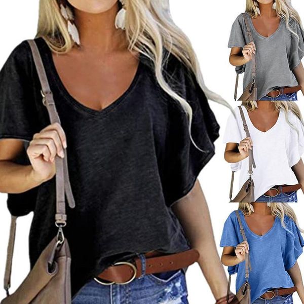 women's t-shirt 2021 summer v-neck solid color short sleeve casual loose pius size 2xl femmel, White
women's t-shirt 2021 summer v-neck solid color short sleeve casual loose pius size 2xl femmel, White