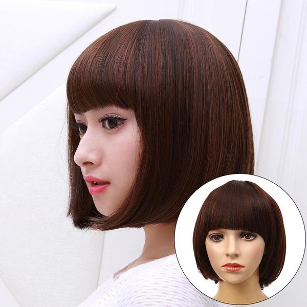 synthetic wigs dianqi women short straight natural 10 inches soft dark brown wig with bangs hair bob hairstyle daily fake, Black
synthetic wigs dianqi women short straight natural 10 inches soft dark brown wig with bangs hair bob hairstyle daily fake, Black