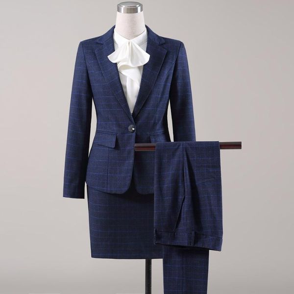 women suits blue grid winter slim long sleeve jacket suit pants ol formal womens business women's two piece, White
women suits blue grid winter slim long sleeve jacket suit pants ol formal womens business women's two piece, White