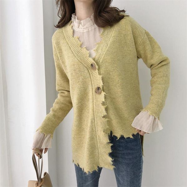 women's sweaters 2021 autumn and winter loose irregular knitted jacket cardigan sweater, White;black
women's sweaters 2021 autumn and winter loose irregular knitted jacket cardigan sweater, White;black