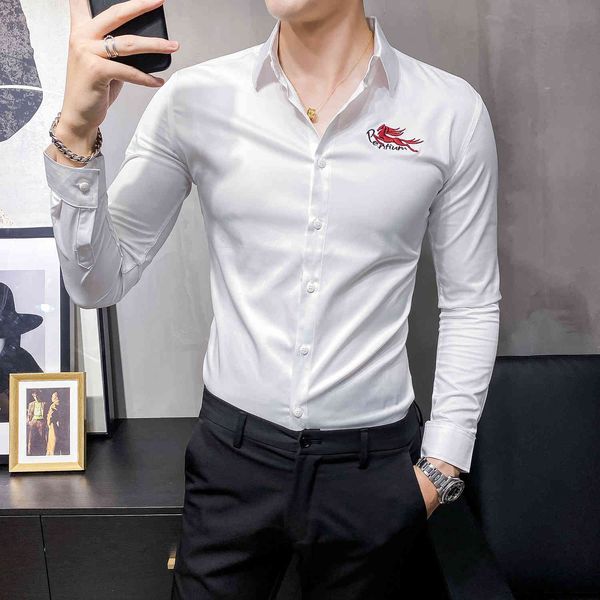 men's casual shirts black/white male shirt fashions autumn men long-sleeve embroidered fine formal fitting wear blouse xqjc, White;black
men's casual shirts black/white male shirt fashions autumn men long-sleeve embroidered fine formal fitting wear blouse xqjc, White;black