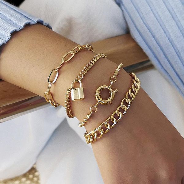 link, chain diezi multilayer hip hop gold silver color bracelet for women men vintage fashion lock charm bangle gift jewelry, Black
link, chain diezi multilayer hip hop gold silver color bracelet for women men vintage fashion lock charm bangle gift jewelry, Black