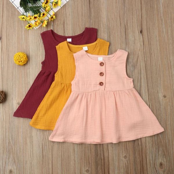 girl's dresses summer kids toddler baby girls dress sleeveless cotton casual button clothes, Red;yellow
girl's dresses summer kids toddler baby girls dress sleeveless cotton casual button clothes, Red;yellow