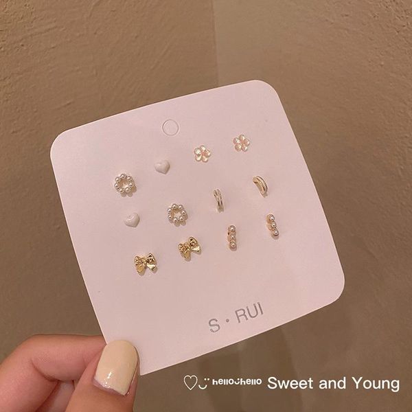 stud s925 sweet girl bow pearl earrings set fashion love flower niche design classic fairy ins trend, Golden;silver
stud s925 sweet girl bow pearl earrings set fashion love flower niche design classic fairy ins trend, Golden;silver