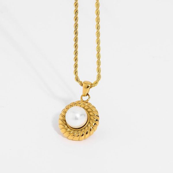 vintage twisted croissant round pearl pendant necklace for women gold plated 316l stainless steel neckalces necklaces, Silver
vintage twisted croissant round pearl pendant necklace for women gold plated 316l stainless steel neckalces necklaces, Silver