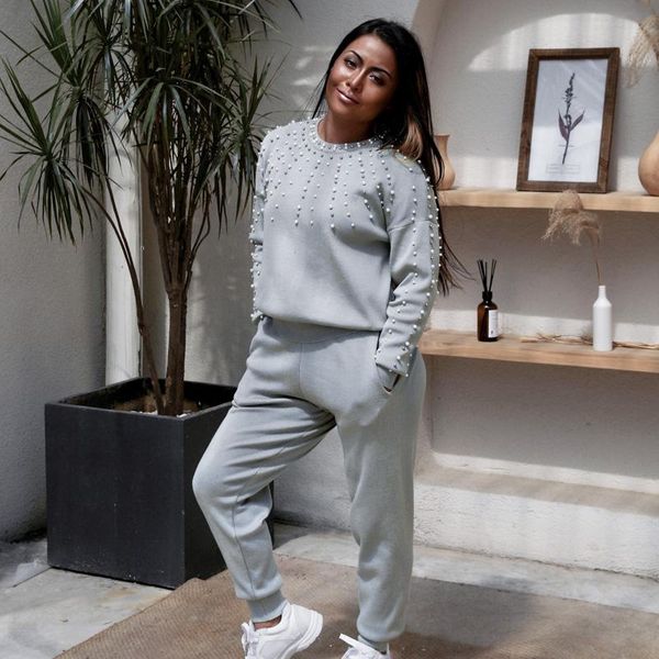 women's tracksuits ladies' comfortable casual suit bead inlaid decorative blouse + trousers two-piece fashion clothing necessary f, Gray
women's tracksuits ladies' comfortable casual suit bead inlaid decorative blouse + trousers two-piece fashion clothing necessary f, Gray
