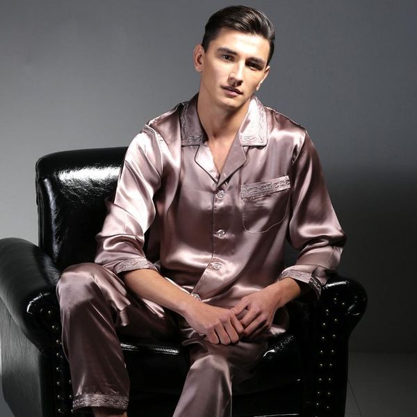 men's sleepwear 100% mulberry silk pajamas men summer autumn spring real male pants robe night suit, Black;brown
men's sleepwear 100% mulberry silk pajamas men summer autumn spring real male pants robe night suit, Black;brown