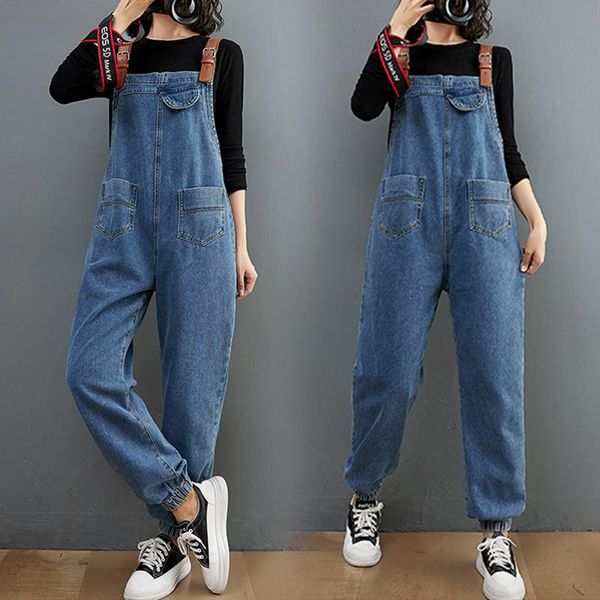 women's jeans washed white denim overalls fall more haroun pants pocket patch jumpsuits tall waist panty loose long, Blue
women's jeans washed white denim overalls fall more haroun pants pocket patch jumpsuits tall waist panty loose long, Blue