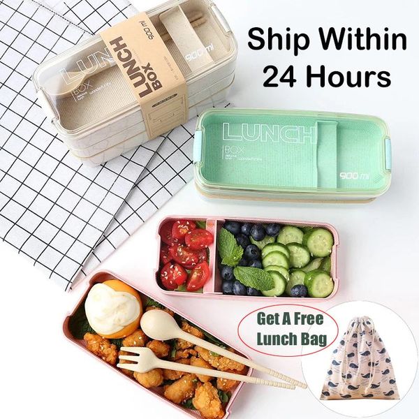 dinnerware sets 900ml portable healthy material lunch box 3 layer wheat straw bento boxes microwave storage container foodbox
dinnerware sets 900ml portable healthy material lunch box 3 layer wheat straw bento boxes microwave storage container foodbox