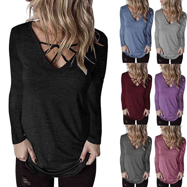 polo long sleeve t-shirts with nice casual robes solid color plain tshirt criss cross deep neckline v neck for women, White
polo long sleeve t-shirts with nice casual robes solid color plain tshirt criss cross deep neckline v neck for women, White