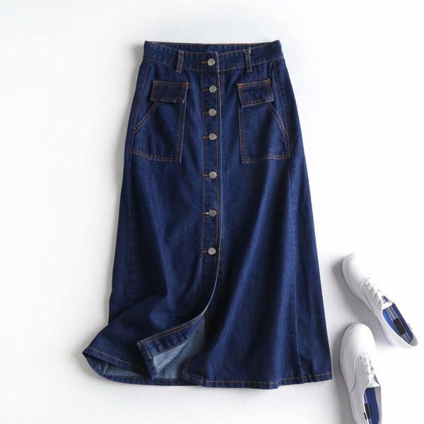 skirts korean version of women's high-waisted single-row buckle flip pocket denim skirt, Black
skirts korean version of women's high-waisted single-row buckle flip pocket denim skirt, Black