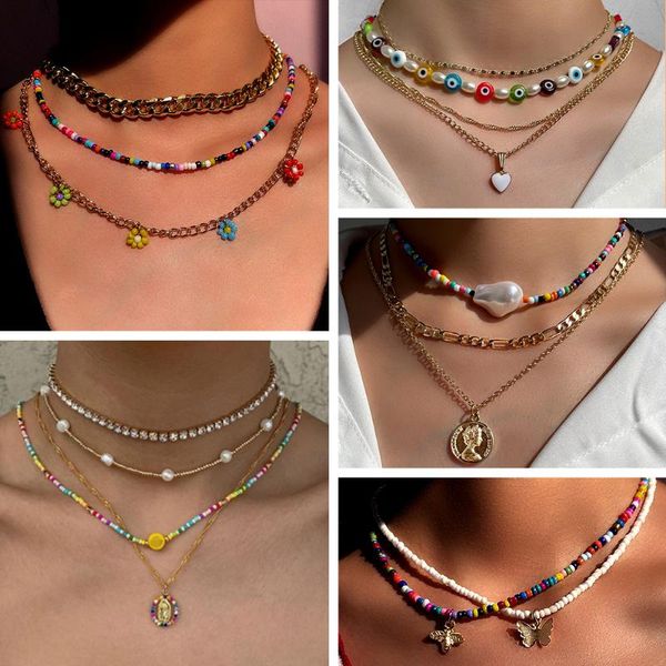 chokers multilayer rainbow acrylic beaded necklace for women pearl choker flower coin evil eye chain turkish retro boho jewelry, Golden;silver
chokers multilayer rainbow acrylic beaded necklace for women pearl choker flower coin evil eye chain turkish retro boho jewelry, Golden;silver