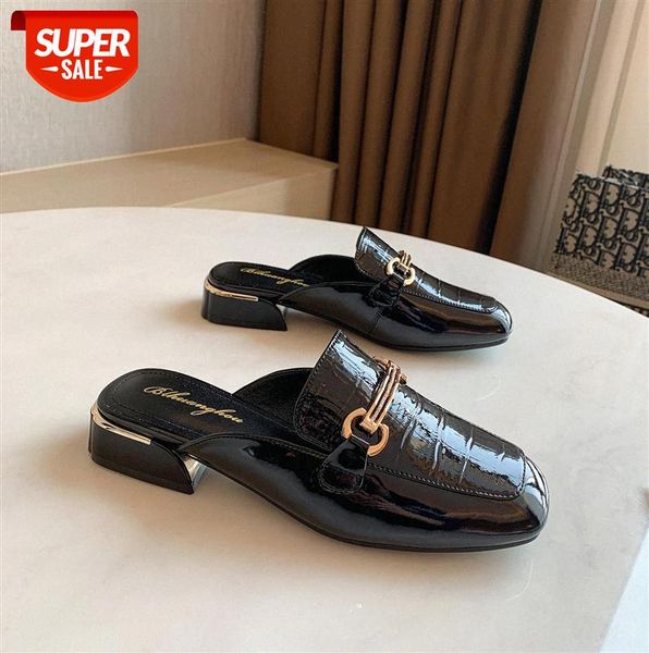 mirror layer cowhide slippers for women outer wear one-and-a-half-pack women's shoes #gh1m, Black
mirror layer cowhide slippers for women outer wear one-and-a-half-pack women's shoes #gh1m, Black