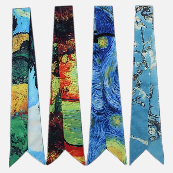 classic oil painting series women's silk scarf fashion twill satin narrow tie pack ribbon scarves and shawls female m3, Blue;gray
classic oil painting series women's silk scarf fashion twill satin narrow tie pack ribbon scarves and shawls female m3, Blue;gray