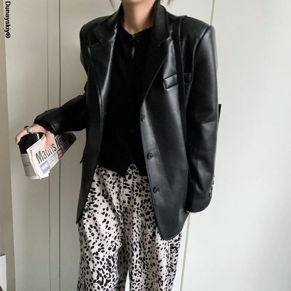 women's leather & faux 2021 ladies fashion high street blazer coats women vintage crocodile pattern pu jacket loose casual jackets, Black
women's leather & faux 2021 ladies fashion high street blazer coats women vintage crocodile pattern pu jacket loose casual jackets, Black