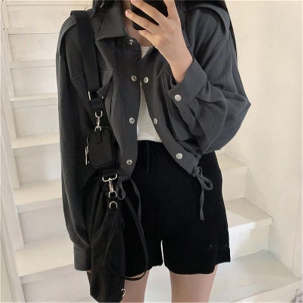 women's jackets rugod 2021 arrivals korean style casual short jacket for ladies full sleeve female outfit fashion vintage outwear, Black;brown 
women's jackets rugod 2021 arrivals korean style casual short jacket for ladies full sleeve female outfit fashion vintage outwear, Black;brown