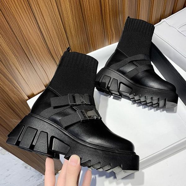 boots woman 2021 ladies casual stretch fabric socks fashion metal button women shoes platform gothic, Black
boots woman 2021 ladies casual stretch fabric socks fashion metal button women shoes platform gothic, Black