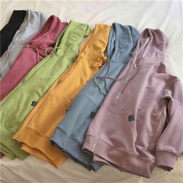harajuku with hat hoodies women zipper kangaroo pocket casual loose solid color sweatshirt female fashion 210805, Black
harajuku with hat hoodies women zipper kangaroo pocket casual loose solid color sweatshirt female fashion 210805, Black