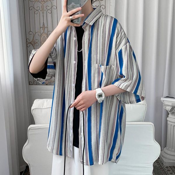 men's casual shirts summer short-sleeved fashion contrast men streetwear loose striped mens hawaiian -5xl, White;black
men's casual shirts summer short-sleeved fashion contrast men streetwear loose striped mens hawaiian -5xl, White;black