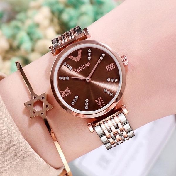 wristwatches watch bracelet rose gold clock stainless steel wrist diamond dress watches luxury hour montre femme relogio feminino xfcs, Slivery;brown
wristwatches watch bracelet rose gold clock stainless steel wrist diamond dress watches luxury hour montre femme relogio feminino xfcs, Slivery;brown