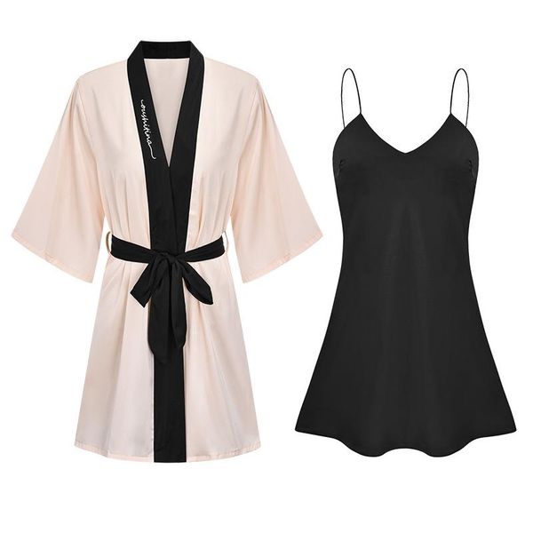 women's sleepwear wedding women robe suit loose satin bride bridesmaid kimono bathrobe gown mini set rayon intimate lingerie, Black;red
women's sleepwear wedding women robe suit loose satin bride bridesmaid kimono bathrobe gown mini set rayon intimate lingerie, Black;red