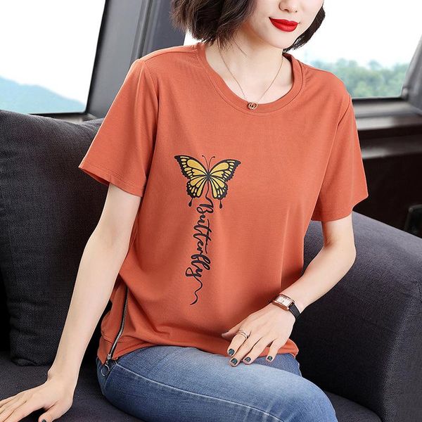 women's t-shirt fashion women t shirt summer loose middle aged butterfly print side waist zipper cotton stretch elegant plus size 2021, White
women's t-shirt fashion women t shirt summer loose middle aged butterfly print side waist zipper cotton stretch elegant plus size 2021, White