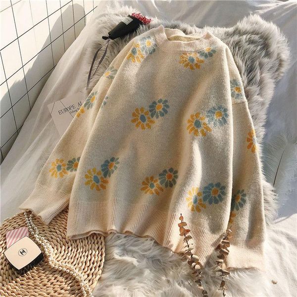 autumn winter women sweater pullovers o-neck flowers pattern printed jumpers long sleeve loose casual knit y230 women's sweaters, White;black
autumn winter women sweater pullovers o-neck flowers pattern printed jumpers long sleeve loose casual knit y230 women's sweaters, White;black