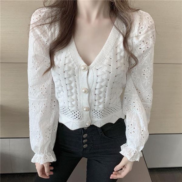 women's knits & tees hollow out sweater 2021 women spring autumn fashion v-neck base knitting cardigan short slim cropped, White
women's knits & tees hollow out sweater 2021 women spring autumn fashion v-neck base knitting cardigan short slim cropped, White