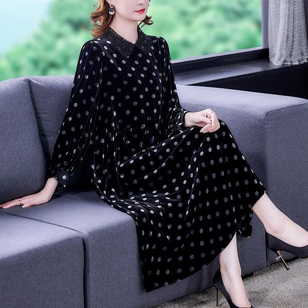 casual dresses autumn winter black elegant gold velvet dress women korean vintage loose polka dot midi 2021 bodycon party vestidos, Black;gray
casual dresses autumn winter black elegant gold velvet dress women korean vintage loose polka dot midi 2021 bodycon party vestidos, Black;gray