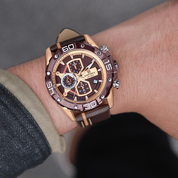 wristwatches naviforce chronograph quartz wrist watch for men sports watches military male clock genuine leather strap, Slivery;brown
wristwatches naviforce chronograph quartz wrist watch for men sports watches military male clock genuine leather strap, Slivery;brown