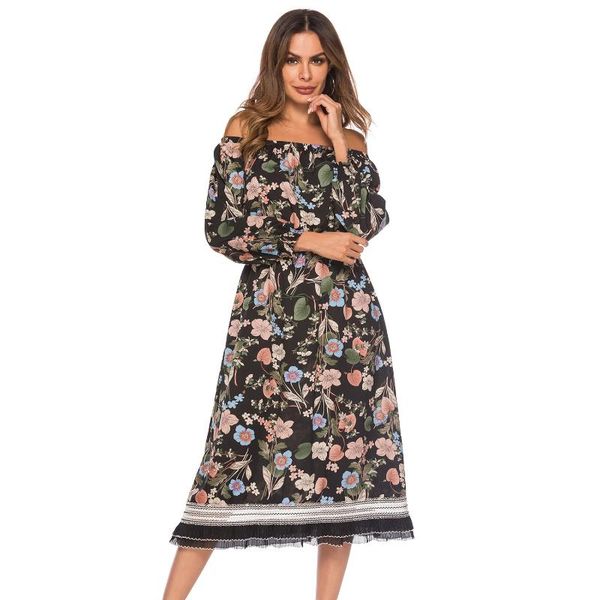 spring women off shoulder floral print long dress plus size bohemian elastic high waist a-line party beach midi dresses vestidos casual, Black;gray
spring women off shoulder floral print long dress plus size bohemian elastic high waist a-line party beach midi dresses vestidos casual, Black;gray