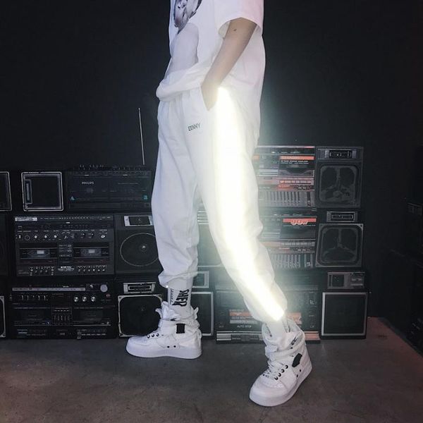 black white reflective pants casual loose boy pant retail wholesale elastic cord noctilucence trousers for man
black white reflective pants casual loose boy pant retail wholesale elastic cord noctilucence trousers for man