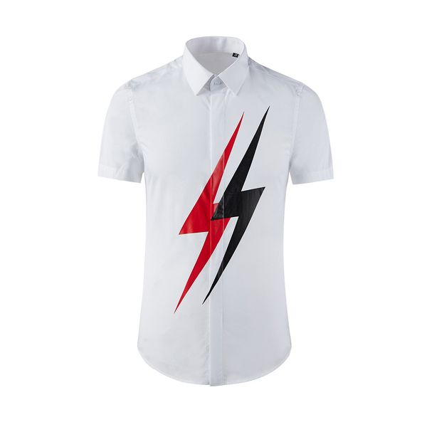 business shirt deluxe and simple summer color contrast flash printing men's end fashion brand top, White;black
business shirt deluxe and simple summer color contrast flash printing men's end fashion brand top, White;black