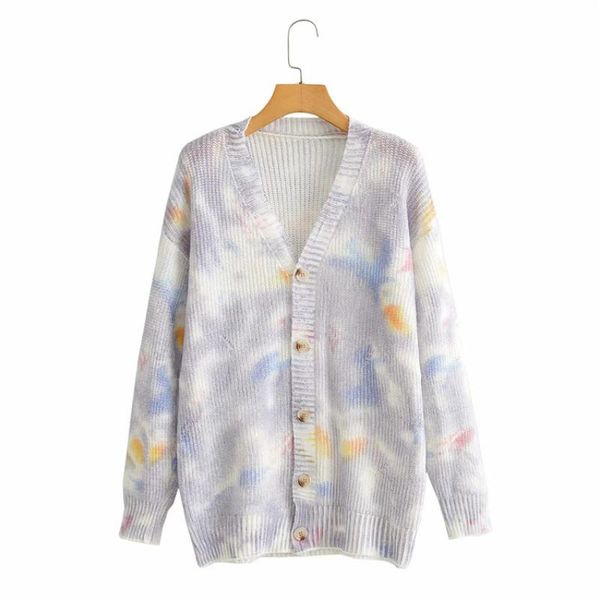 women's knits & tees casual knitted sweater women tie dye cardigan vintage loose fashion button coat long sleeve pull femme, White
women's knits & tees casual knitted sweater women tie dye cardigan vintage loose fashion button coat long sleeve pull femme, White