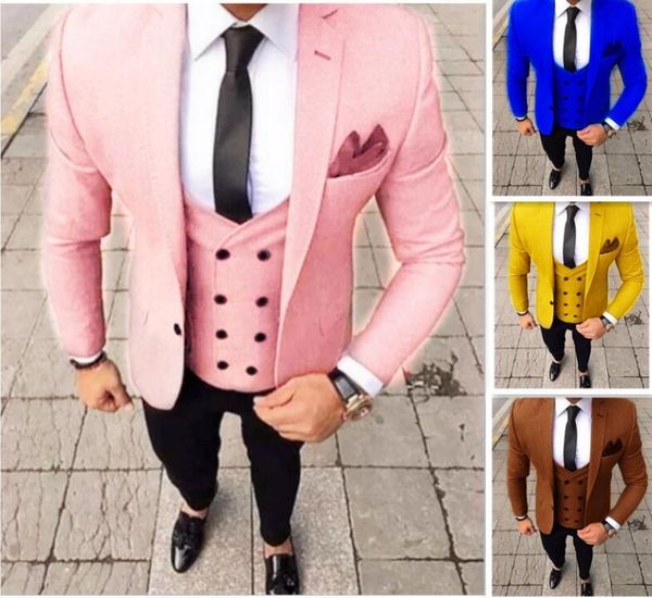 men's suits & blazers 2021 latest design custom pink with black wedding suit for men 3 piece slim fit groom tailor-made man suits, White;black
men's suits & blazers 2021 latest design custom pink with black wedding suit for men 3 piece slim fit groom tailor-made man suits, White;black