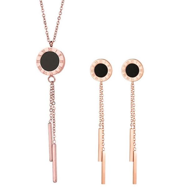 earrings & necklace 316l stainless steel rose gold roman numeral geometric long tassel earring set colorfast enamel wedding jewelry, Silver
earrings & necklace 316l stainless steel rose gold roman numeral geometric long tassel earring set colorfast enamel wedding jewelry, Silver