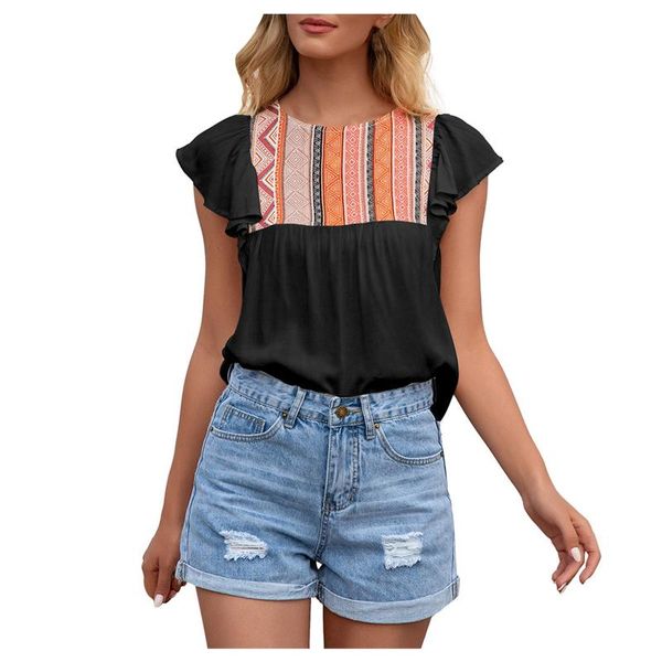 women's blouses & shirts #l5 geometric patchwork blouse women o neck butterfly short sleeve summer ladies blusa feminina, White
women's blouses & shirts #l5 geometric patchwork blouse women o neck butterfly short sleeve summer ladies blusa feminina, White