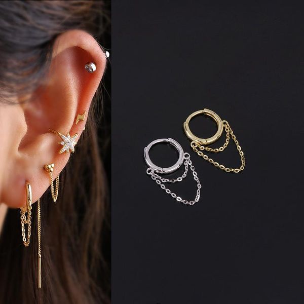 hoop & huggie 1pc s925 sterling silver earring chain tassels cartilage for women men fashion hip-hop ear piercing jewelry, Golden;silver
hoop & huggie 1pc s925 sterling silver earring chain tassels cartilage for women men fashion hip-hop ear piercing jewelry, Golden;silver