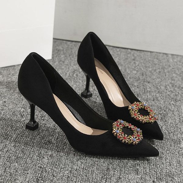 dress shoes 2021 brand flock pumps woman snakeflake crystal buckle high heels stilleto ol office 7cm thin women, Black
dress shoes 2021 brand flock pumps woman snakeflake crystal buckle high heels stilleto ol office 7cm thin women, Black