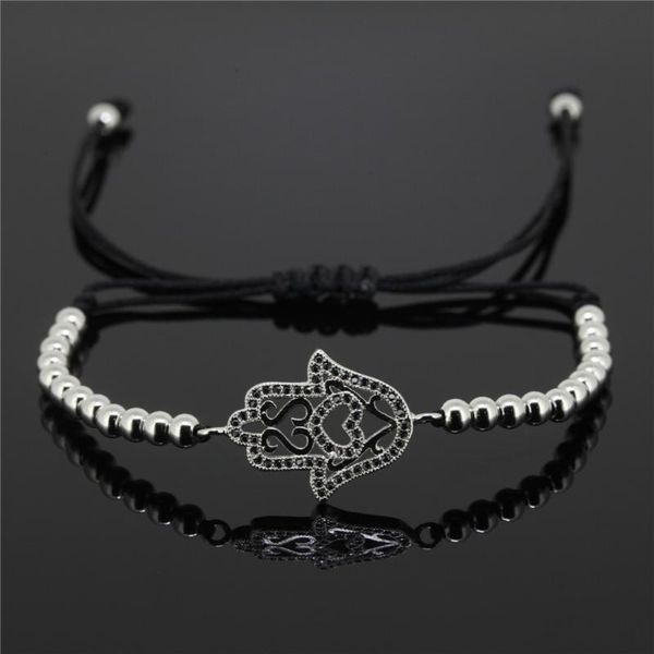 couple bracelet,micro pave cz hamsa connector & black round bead braiding macrame evil eye women men bracelet charm bracelets, Golden;silver
couple bracelet,micro pave cz hamsa connector & black round bead braiding macrame evil eye women men bracelet charm bracelets, Golden;silver