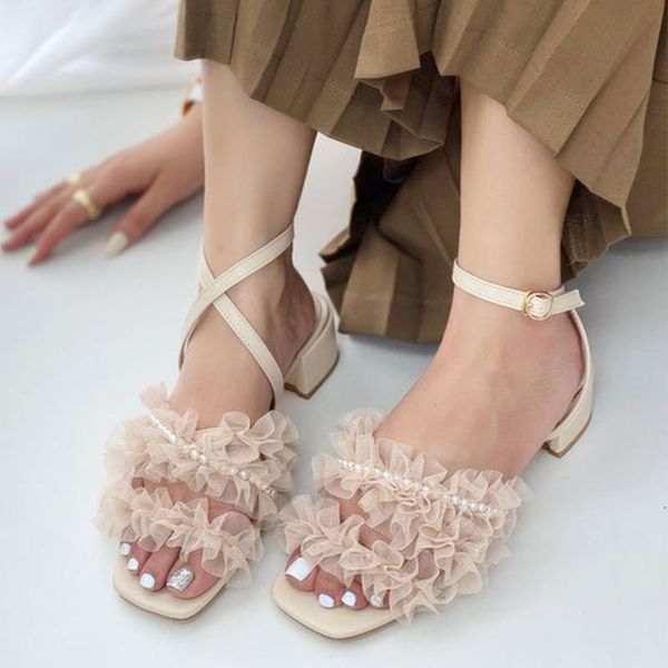 fairy two ways beads lace sandals women slippers med chunky heels shoes woman sandalias elegant pearl buckle band sandales 2021, Black
fairy two ways beads lace sandals women slippers med chunky heels shoes woman sandalias elegant pearl buckle band sandales 2021, Black