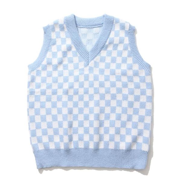men's vests 2021 autumn checkerboard knitted sweater men and women retro vintage casual loose personality wild korean jacket vest, Black;white
men's vests 2021 autumn checkerboard knitted sweater men and women retro vintage casual loose personality wild korean jacket vest, Black;white